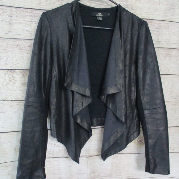 ABS Platinum Faux Leather Drape Jacket Small - Picture 2 of 9